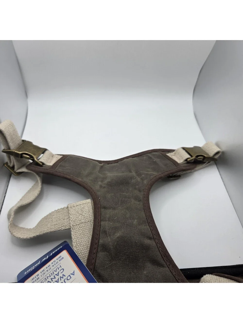 Top Paw Dog Harness Adjustable Waxed Canvas Brown Earthy Large